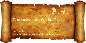Maximovics Aldó névjegykártya